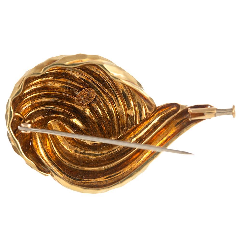 Henry Dunay Textured Golden Swirl Brooch In Good Condition In Carmel-by-the-Sea, CA