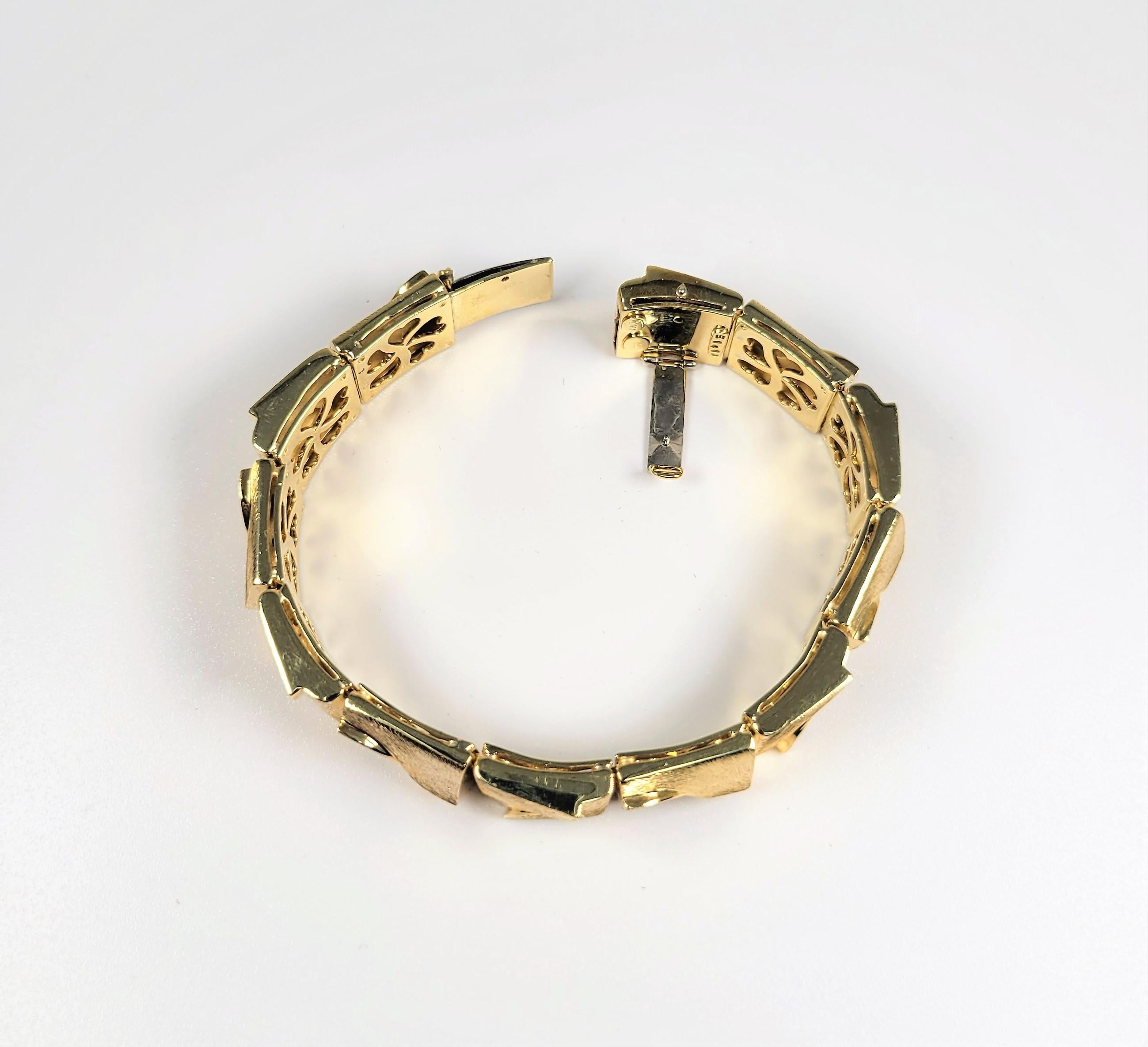 Women's or Men's Henry Dunay Textured Yellow Gold Bracelet