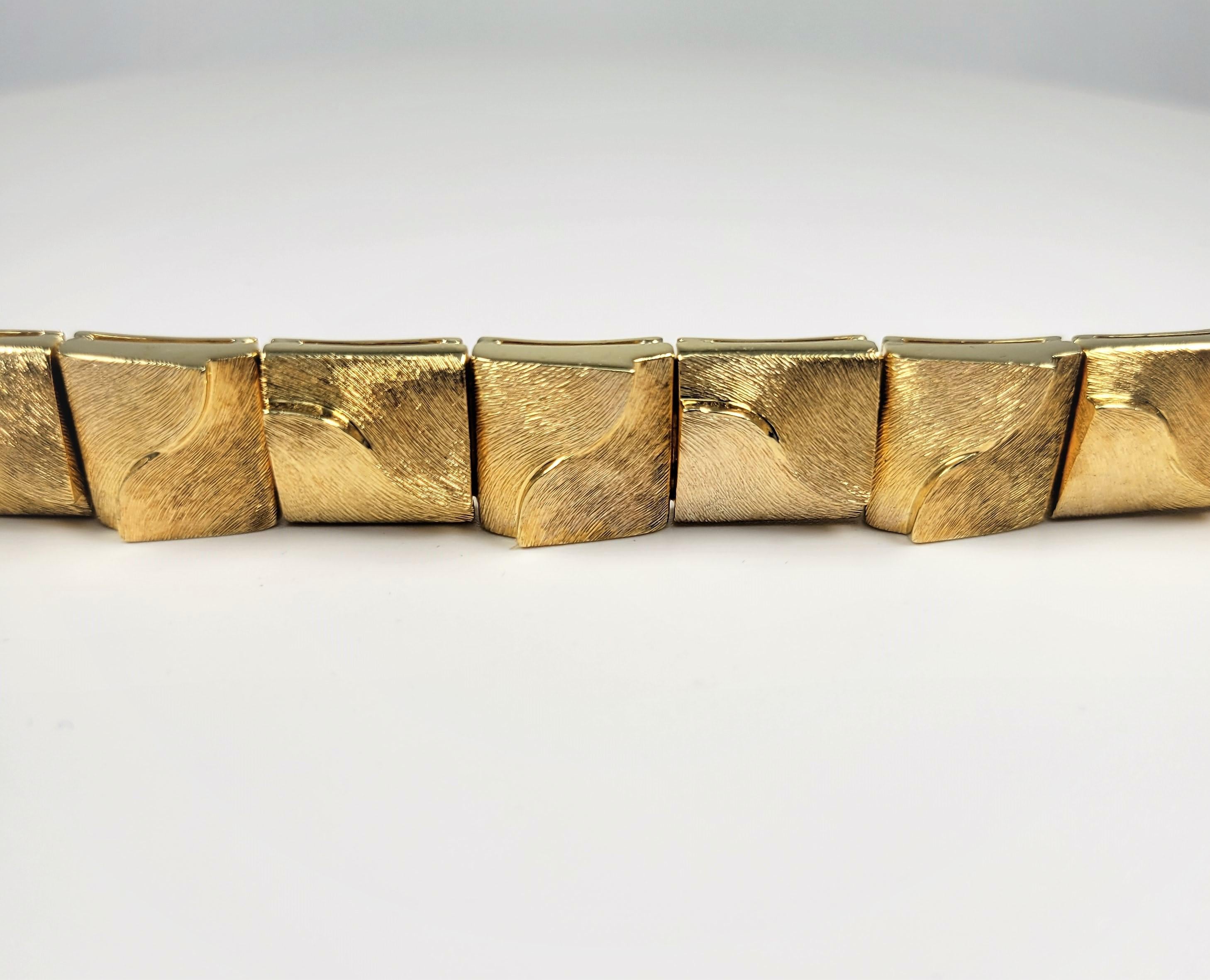 Henry Dunay Textured Yellow Gold Bracelet 2