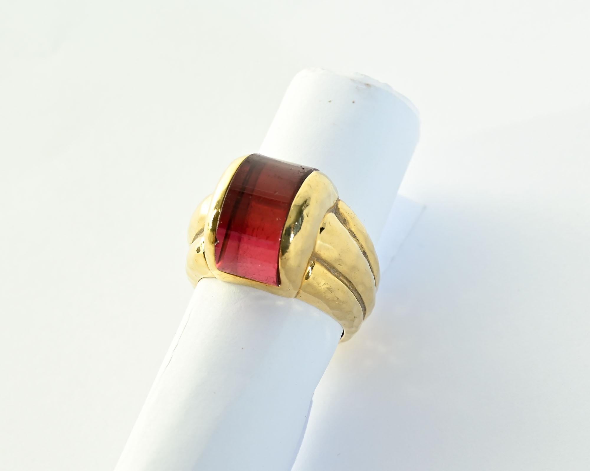 Contemporary Henry Dunay Tourmaline Gold Ring For Sale