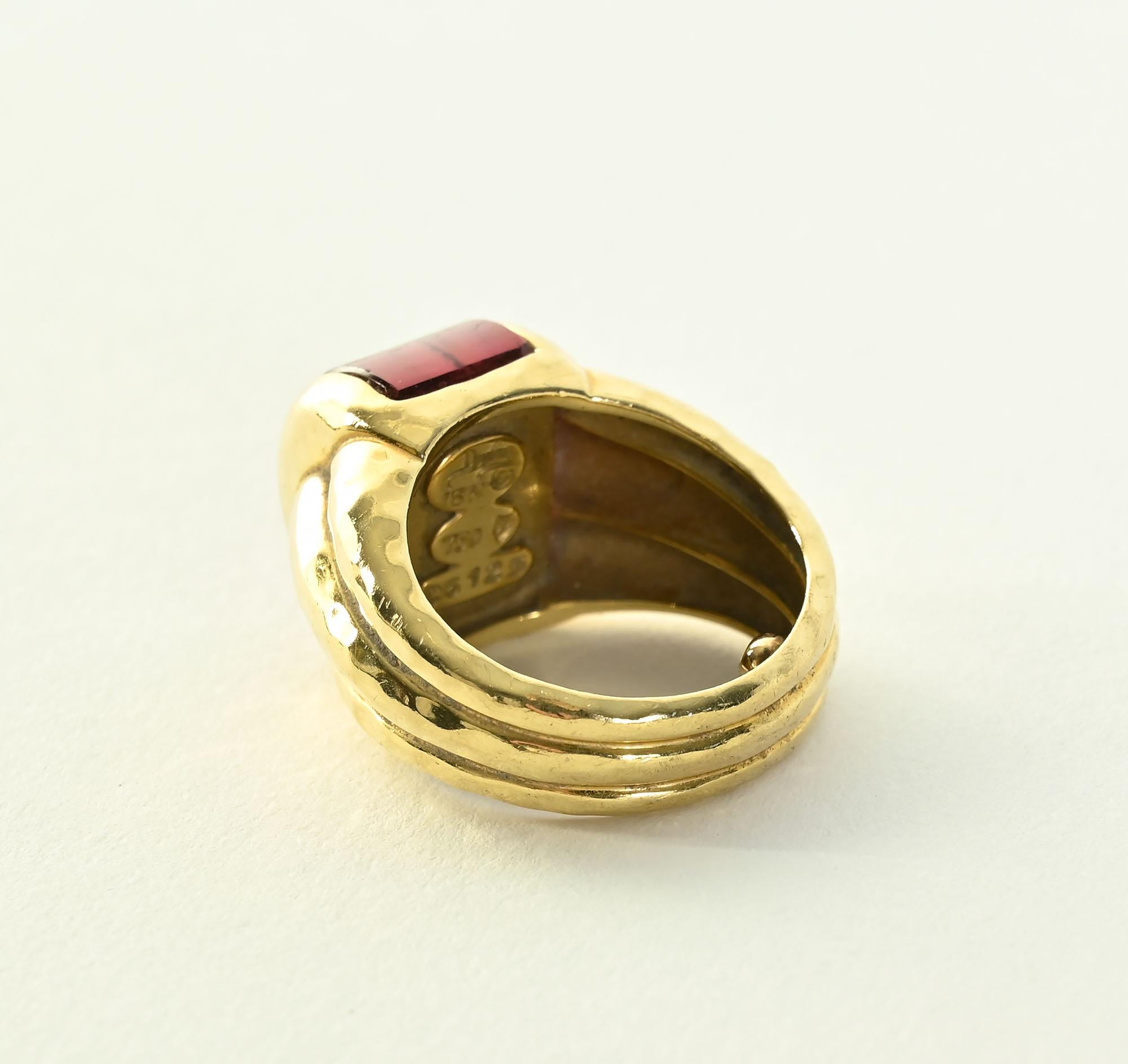 Cabochon Henry Dunay Tourmaline Gold Ring For Sale