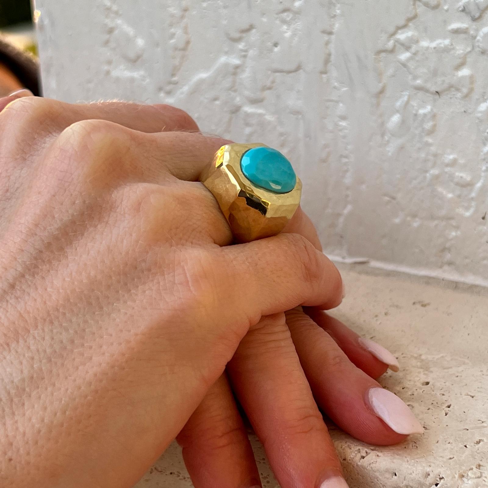mens gold ring with turquoise stone