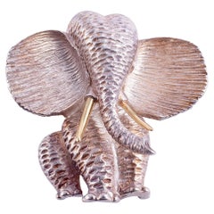 Vintage Henry Dunay Tusked Elephant Pendant or Brooch