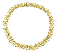 Henry Dunay Twisted Ribbon Link Collar Necklace Set in 18 Karat Yellow Gold