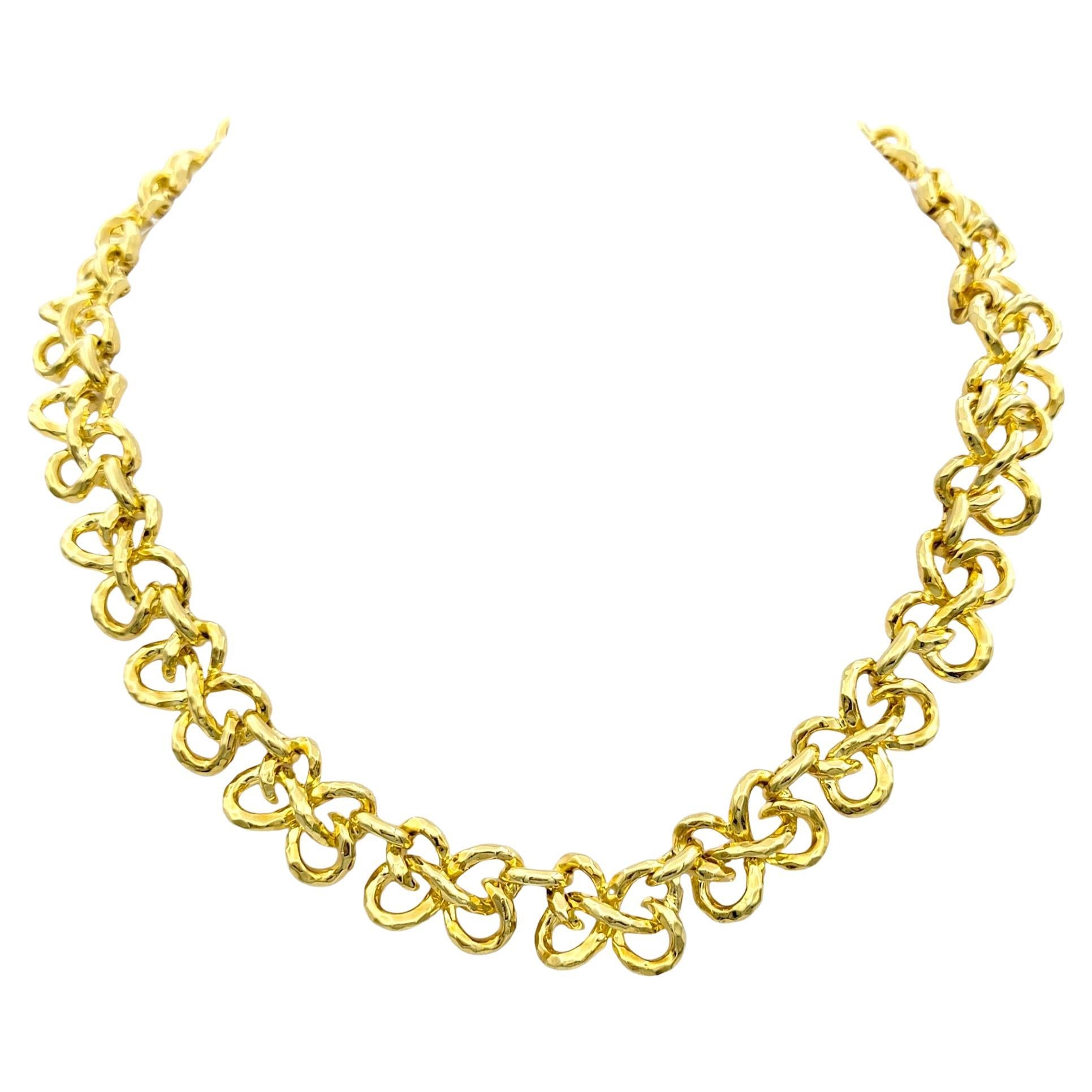 Henry Dunay Twisted Ribbon Link Collar Necklace Set in 18 Karat Yellow Gold For Sale