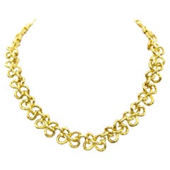 Henry Dunay Twisted Ribbon Link Collar Necklace Set in 18 Karat Yellow Gold