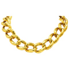 Henry Dunay Vintage 18 Karat Gold Faceted Curb Link Necklace, circa 1980