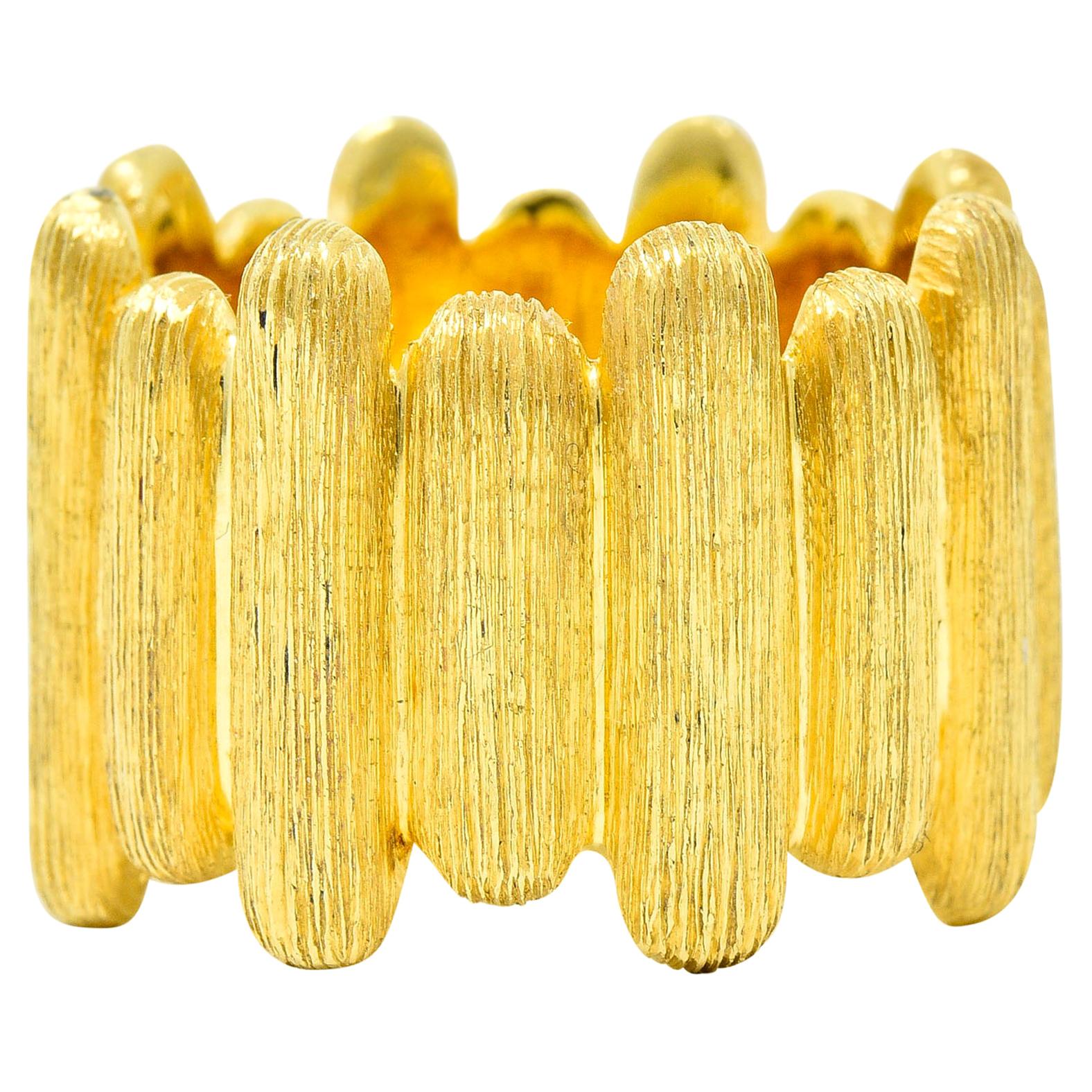 Henry Dunay Vintage 18 Karat Yellow Gold Brushed Bar Band Ring