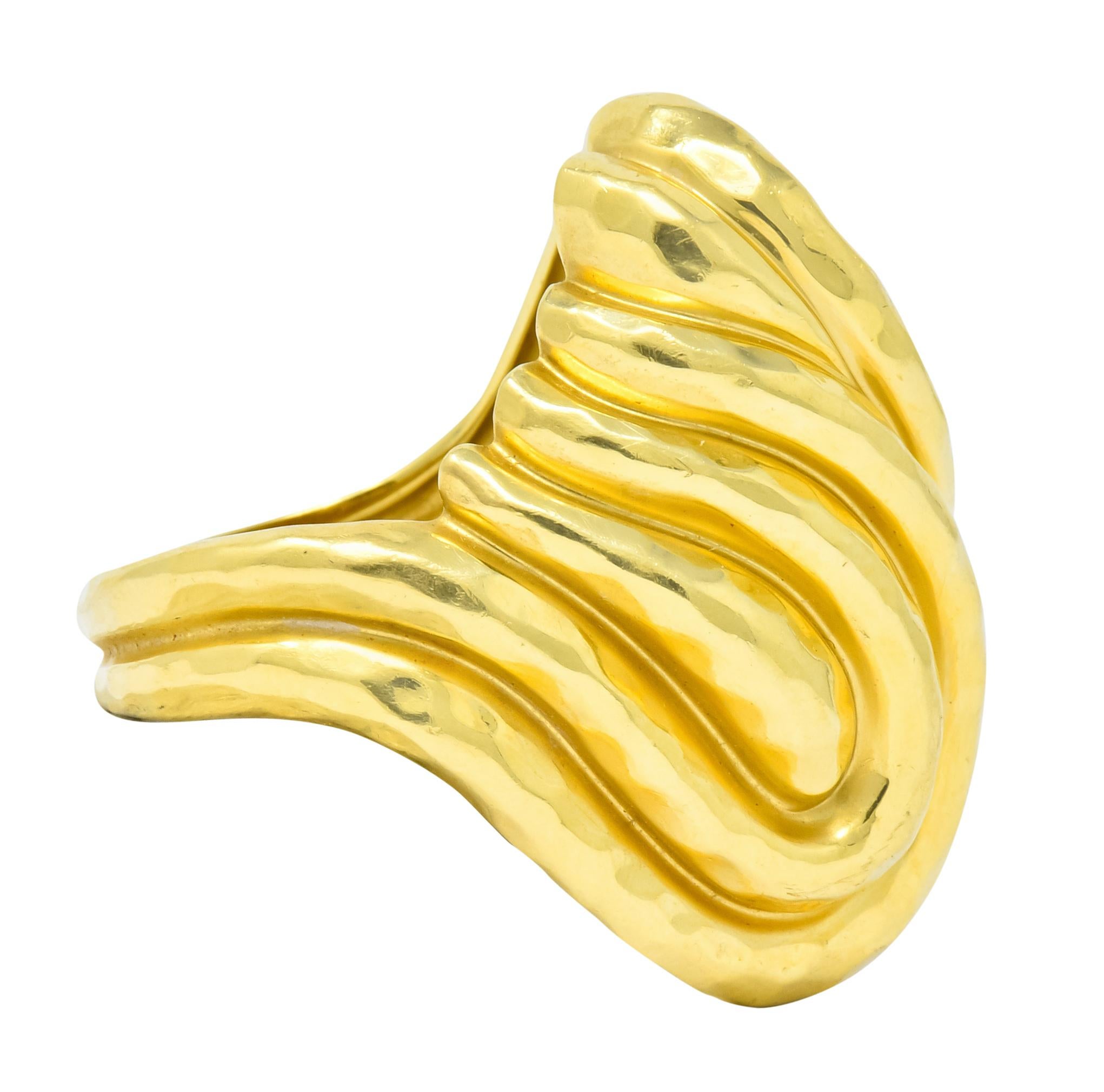 Contemporary Henry Dunay Vintage 18 Karat Yellow Gold Hammered Swirl Ring, circa 1980s