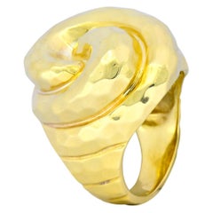 Henry Dunay Vintage Bague tourbillon en or jaune 18 carats martelé