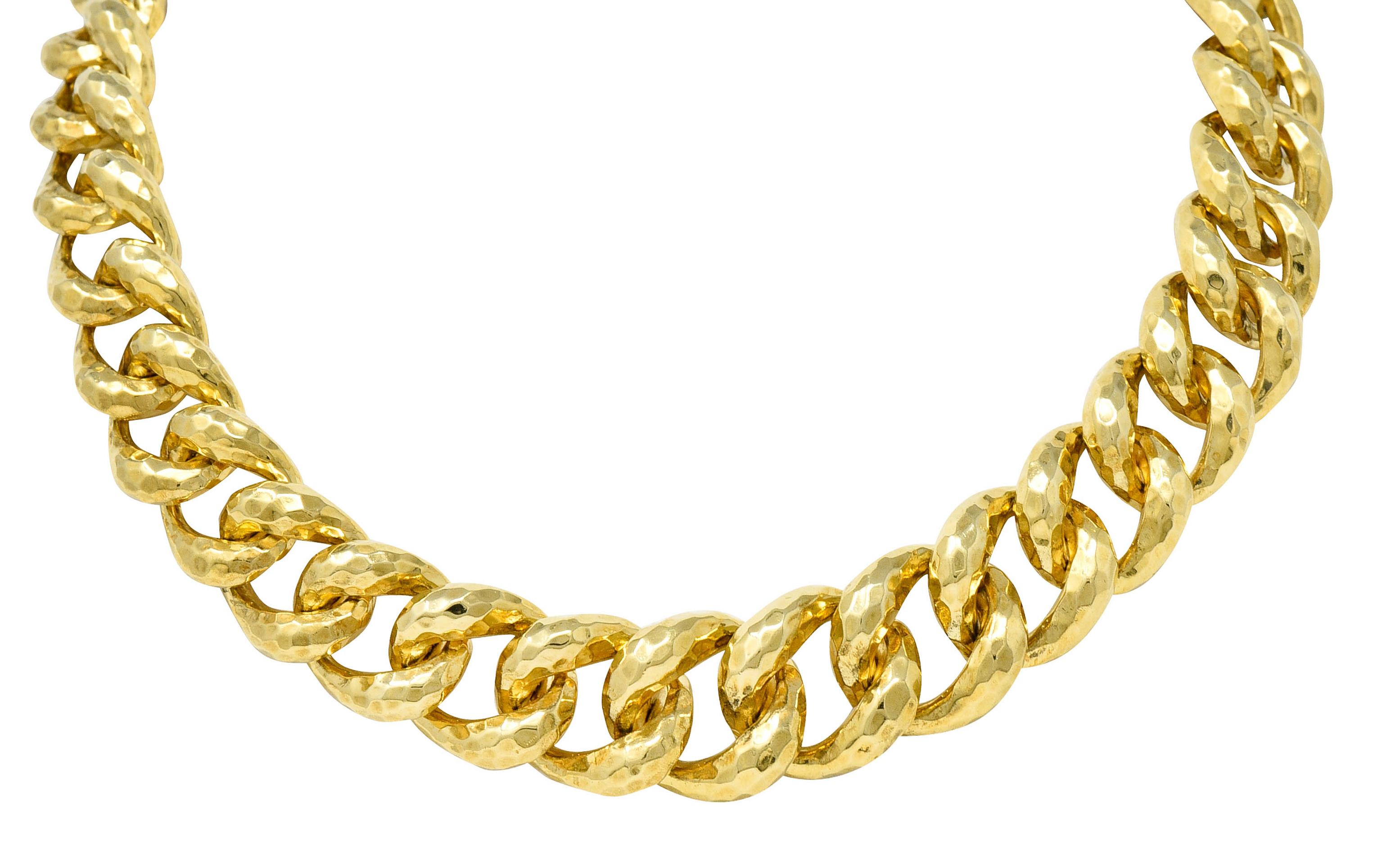 Henry Dunay Vintage 18 Karat Gold Cynnabar Faceted Curb Link Necklace 1