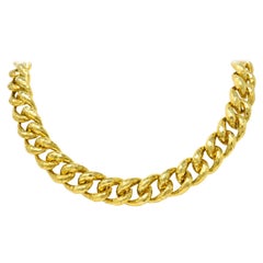 Henry Dunay Vintage 18 Karat Gold Cynnabar Faceted Curb Link Necklace