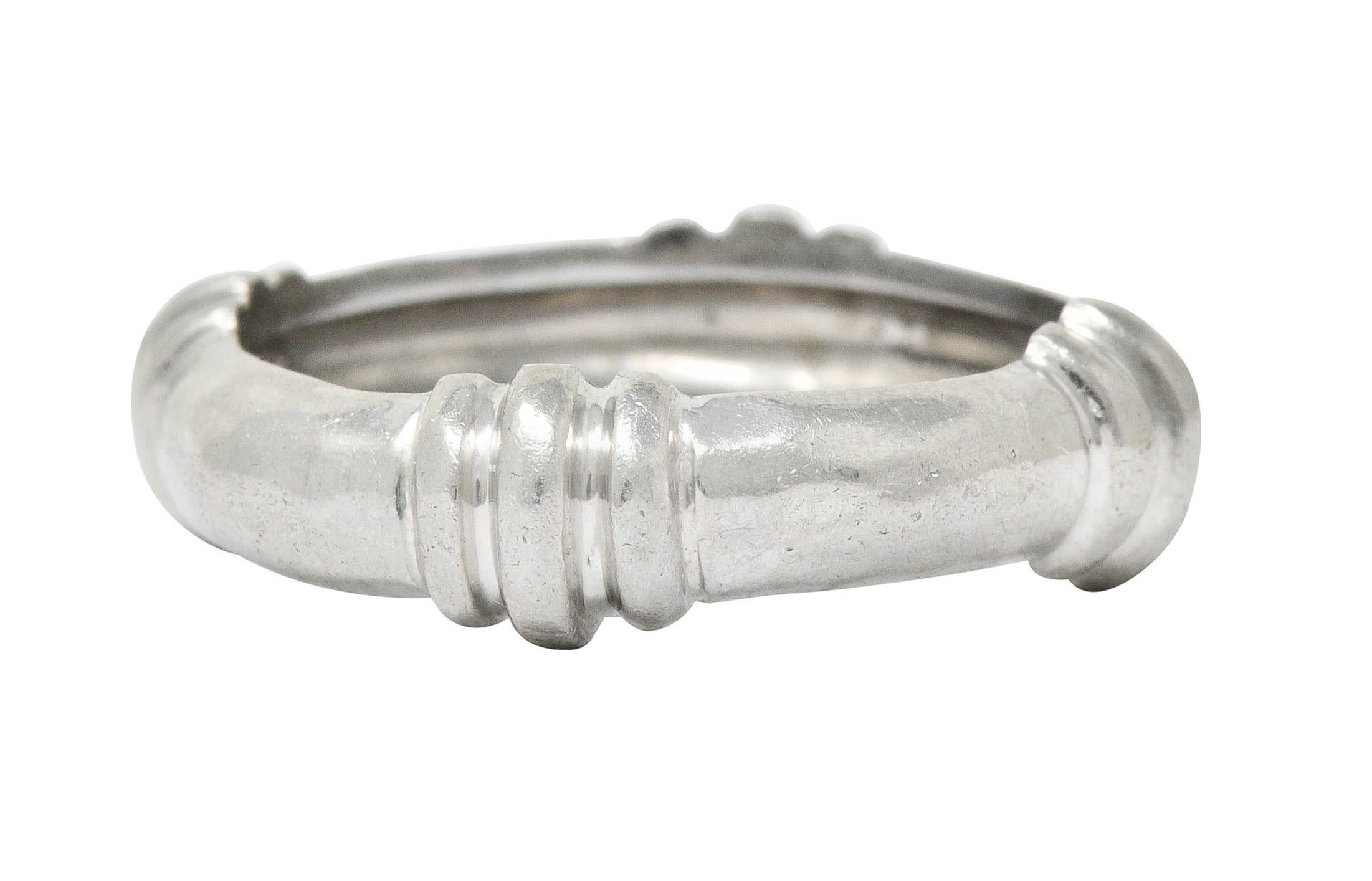 Contemporary Henry Dunay Vintage Platinum Hammered Band Ring, circa 1990s