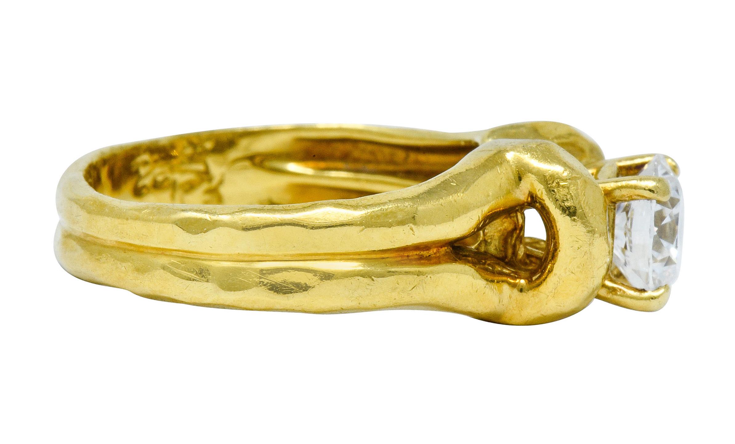 Contemporary Henry Dunay Vintage Round Brilliant Cut Diamond 18 Karat Gold Engagement Ring