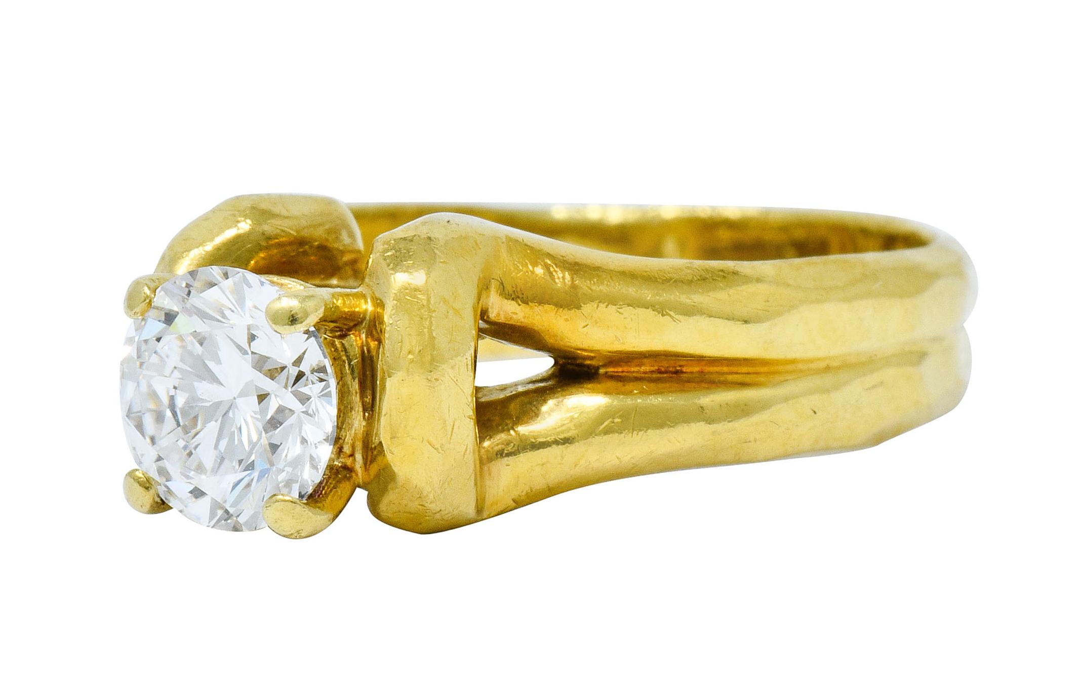 Henry Dunay Vintage Round Brilliant Cut Diamond 18 Karat Gold Engagement Ring 1