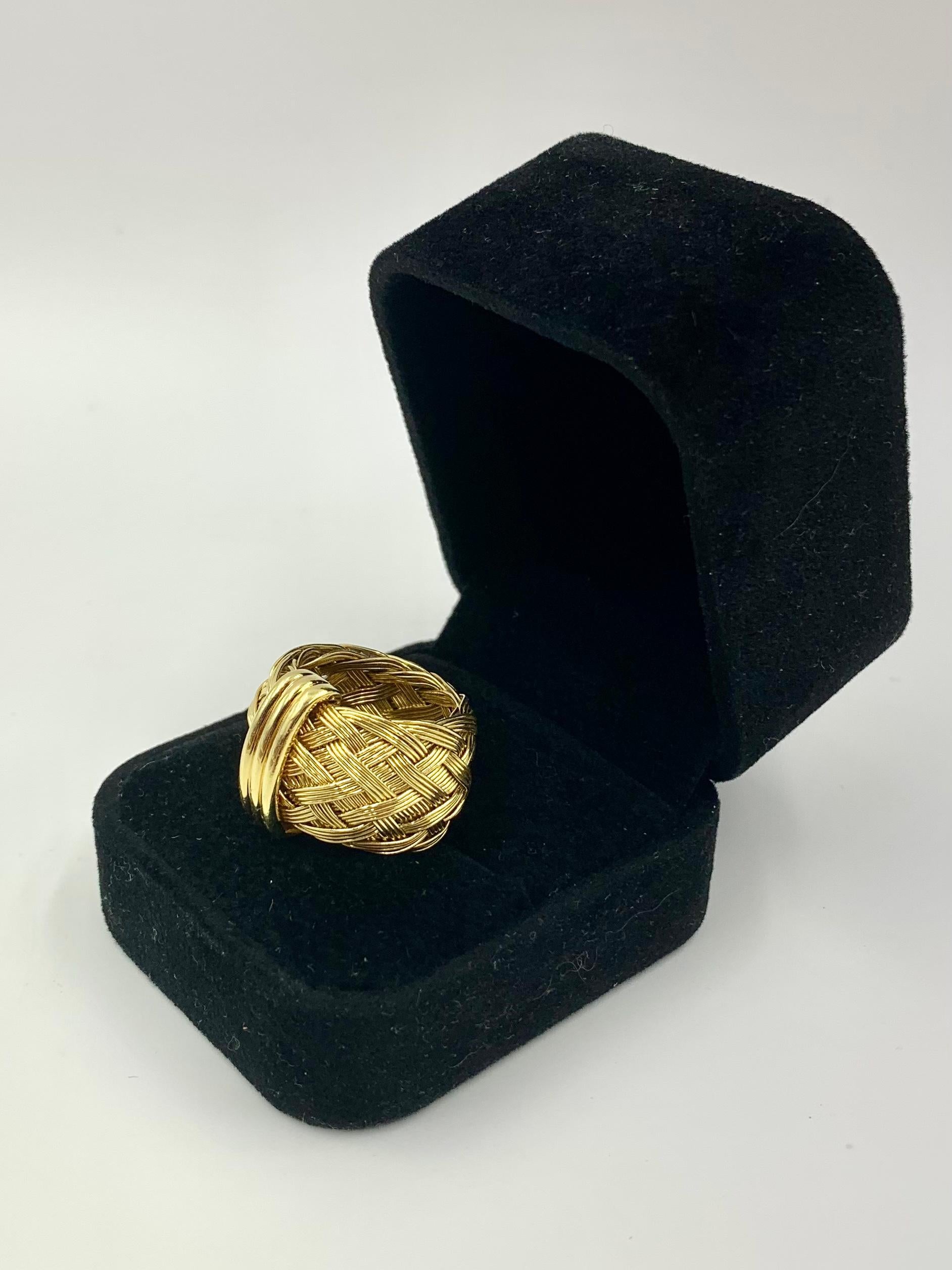 Henry Dunay Wide 18K Yellow Gold Band Ring, 1980's 8