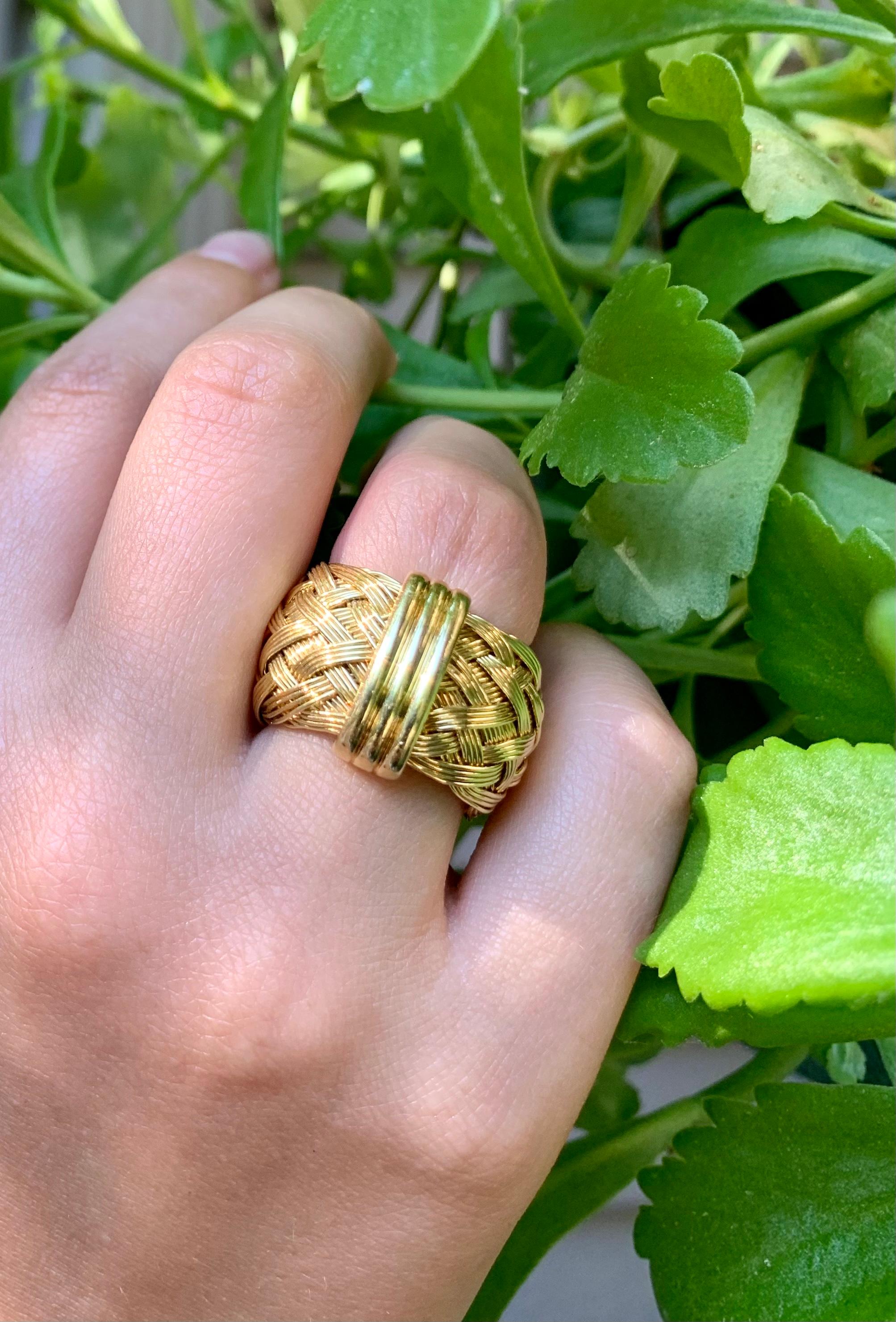 Henry Dunay Wide 18K Yellow Gold Band Ring, 1980's 9