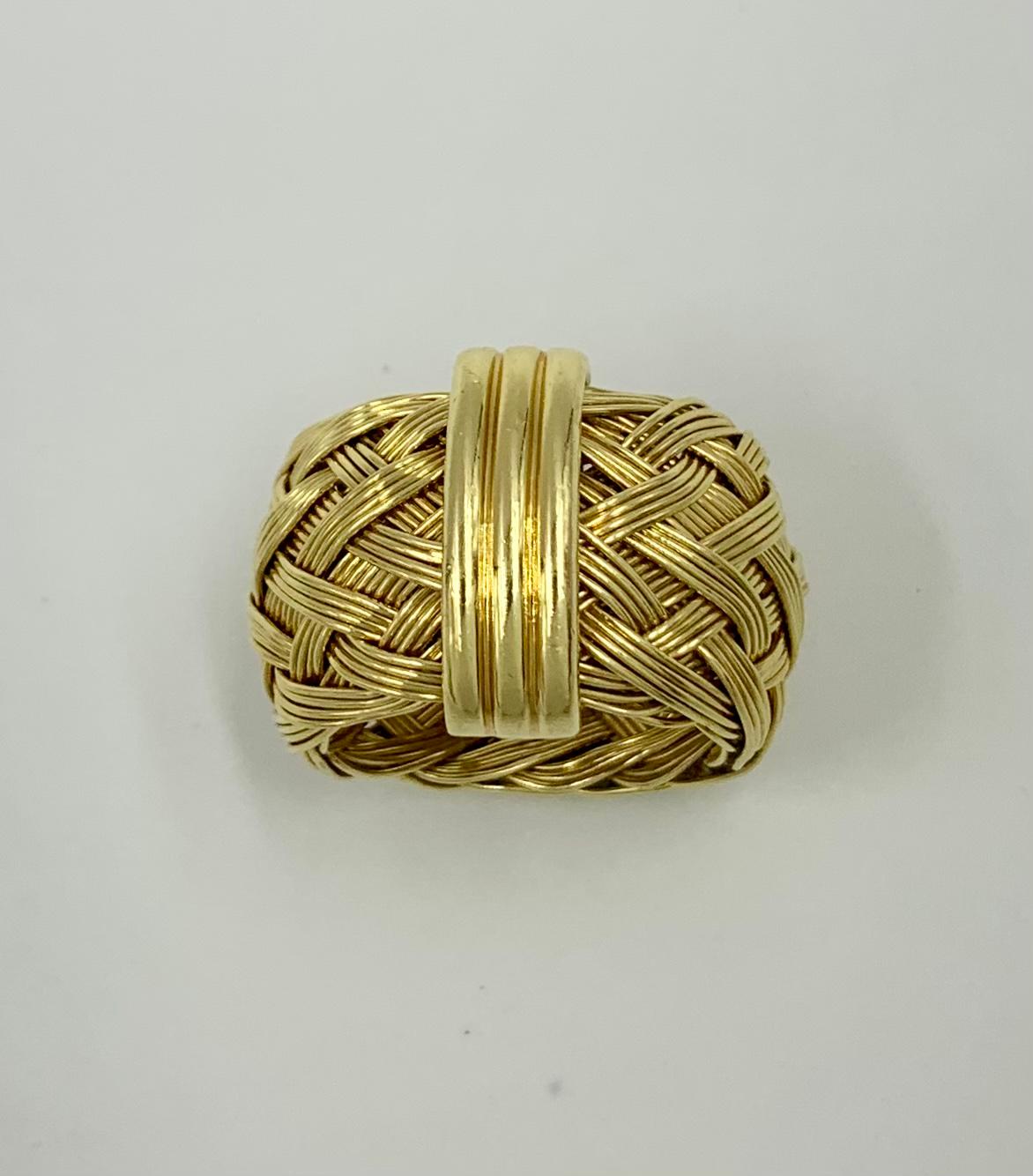Henry Dunay Wide 18K Yellow Gold Band Ring, 1980's 1