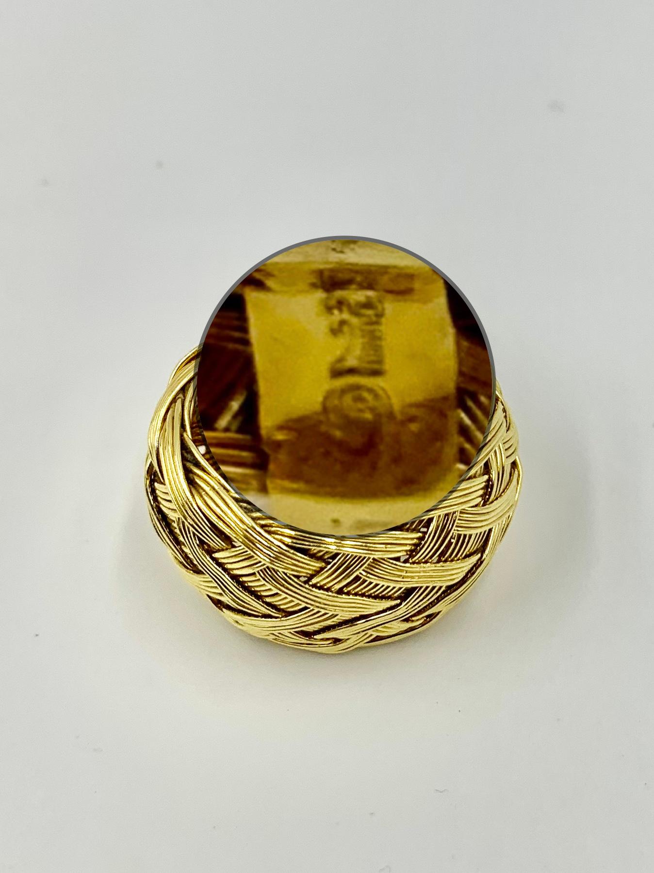 Henry Dunay Wide 18K Yellow Gold Band Ring, 1980's 2