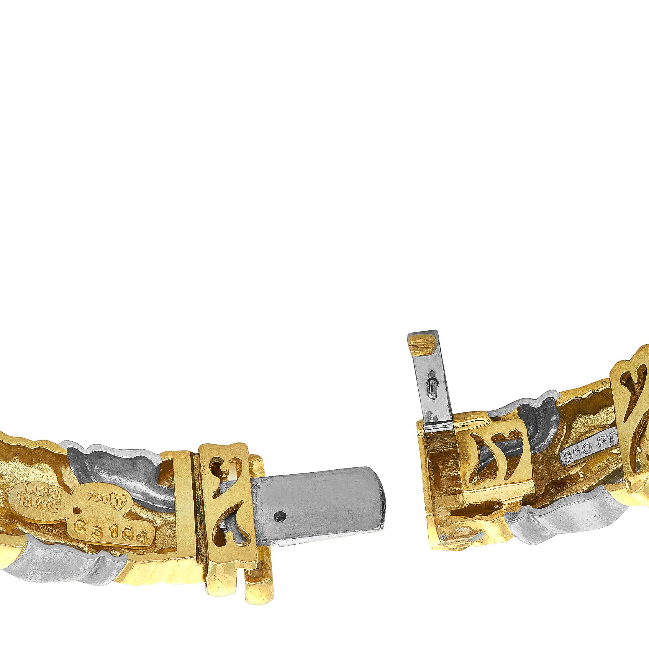 Women's or Men's Henry Dunay Yellow Gold and Platinum Bracelet