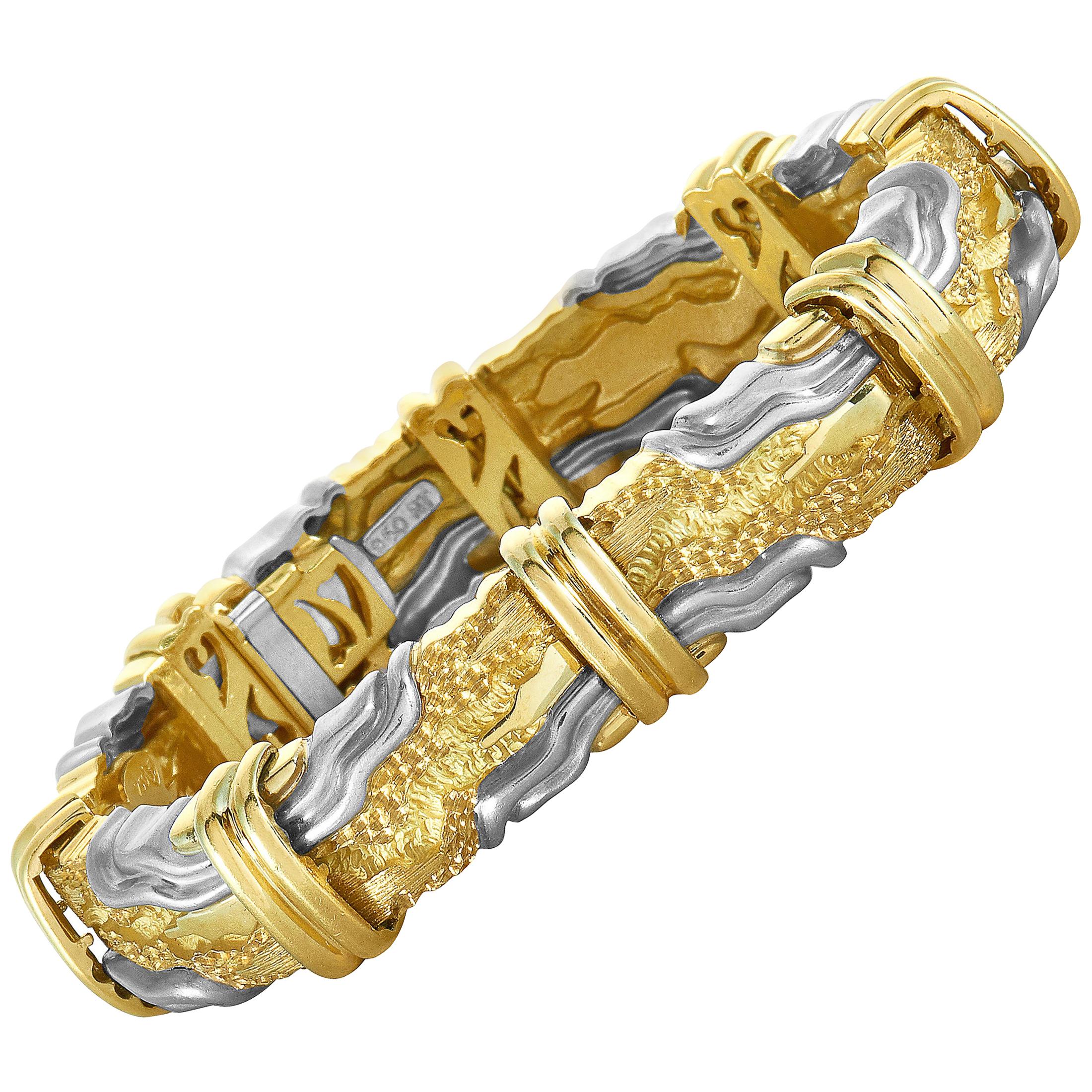 Henry Dunay Yellow Gold and Platinum Bracelet at 1stDibs
