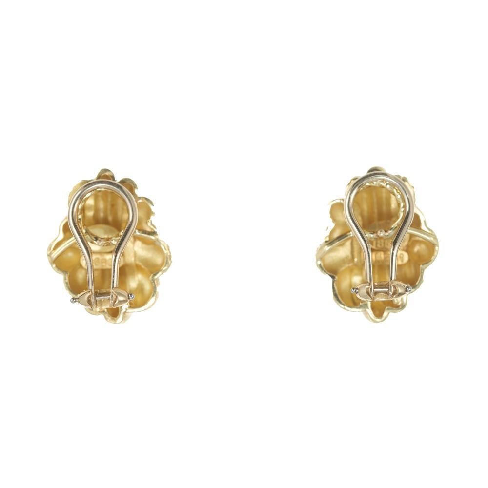 Women's Henry Dunay Yellow Gold Clip Post Textured Earrings