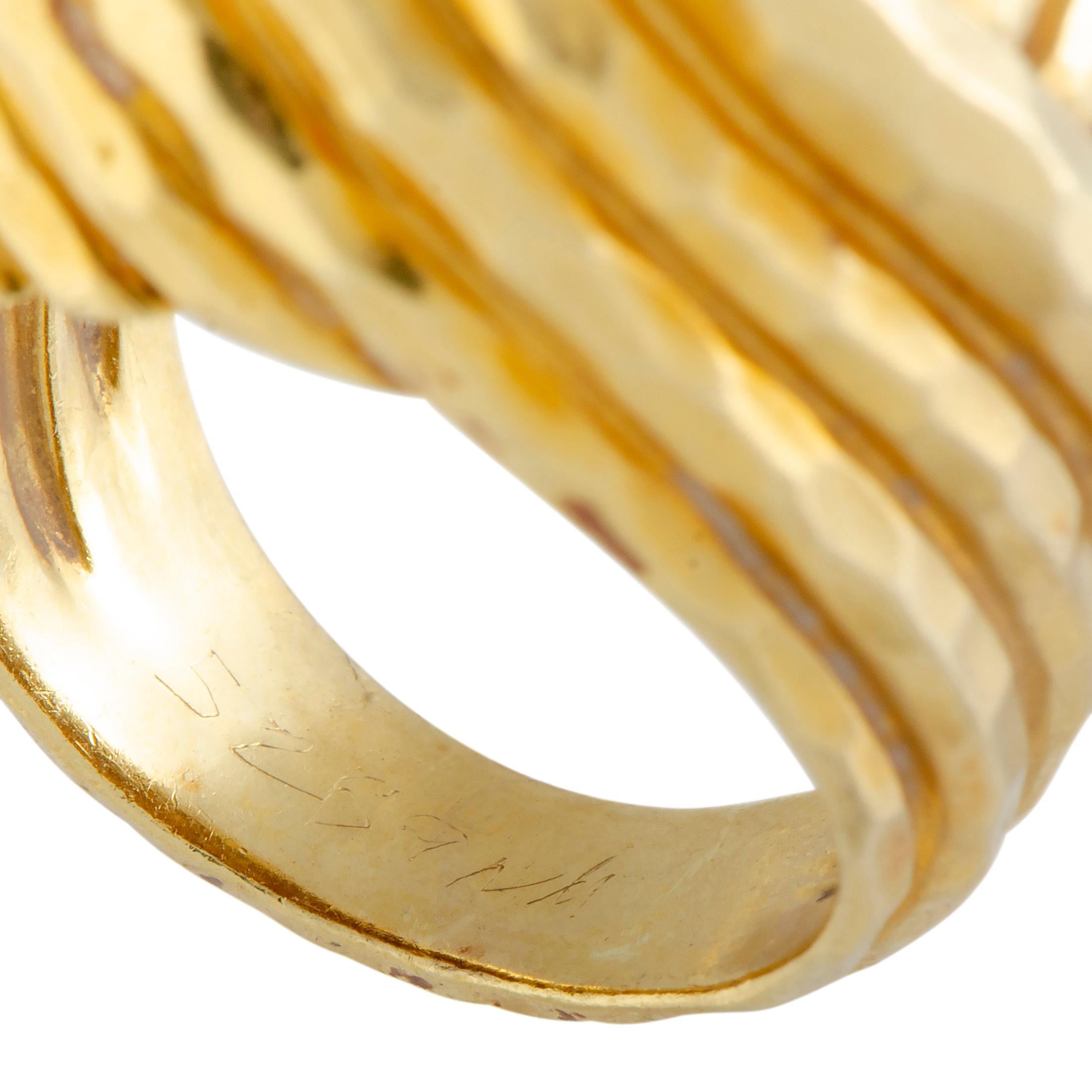 Henry Dunay Yellow Gold Hammered Bombe Ring 1