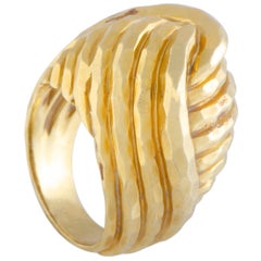 Henry Dunay Yellow Gold Hammered Bombe Ring