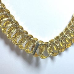 Henry Dunay Yellow Gold Hammered Curb Link Necklace