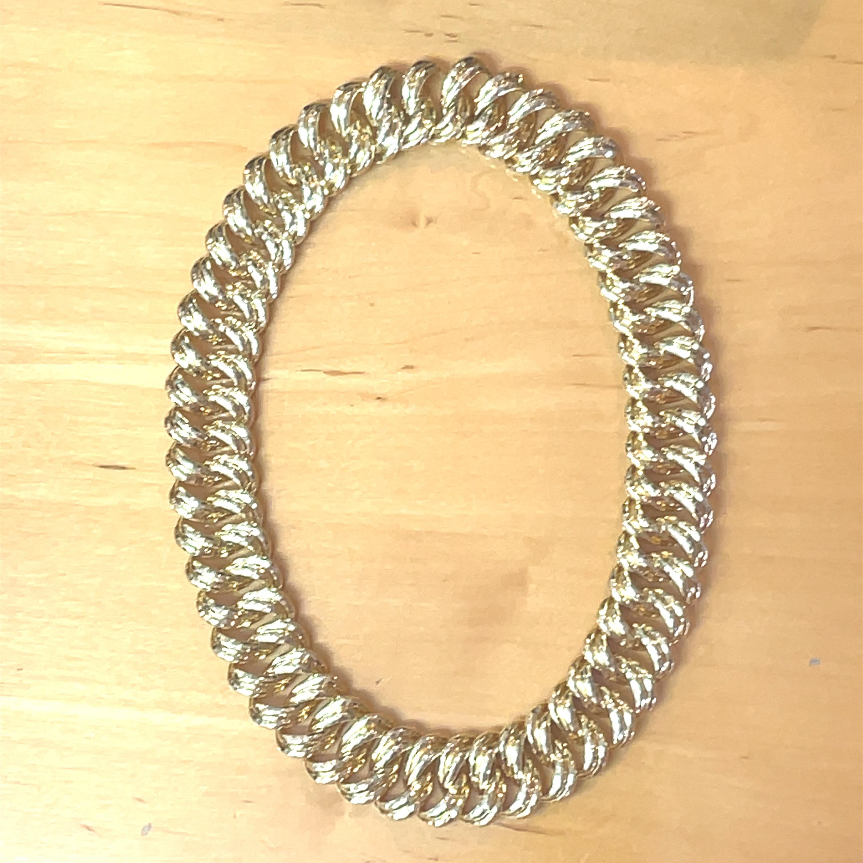 Henry Dunay Yellow Gold Hammered Curb Link Necklace For Sale 1
