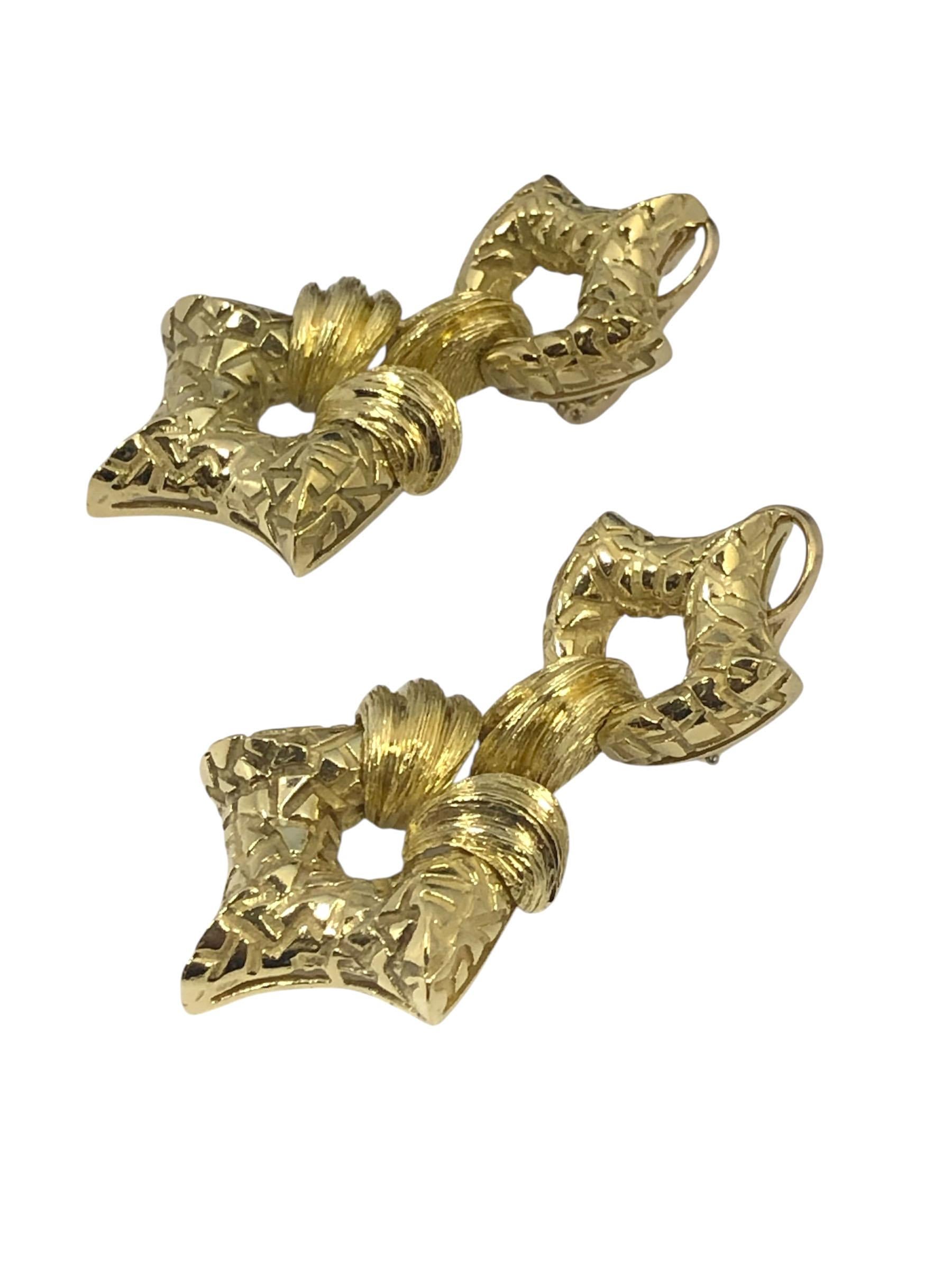 Henry Dunay Yellow Gold Large and Impressive Door Knocker Earrings In condizioni ottime in vendita a Chicago, IL