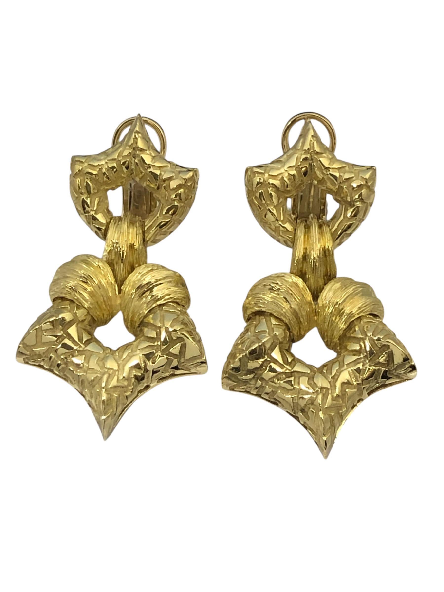 Donna Henry Dunay Yellow Gold Large and Impressive Door Knocker Earrings in vendita