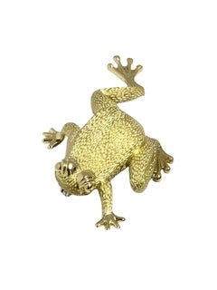 Henry Dunay Yellow Gold Large Whimsical Frog Brooch