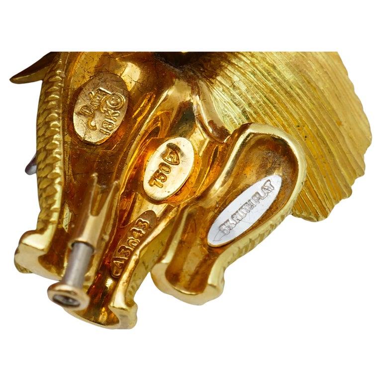 Henry Dunay Yellow Gold Platinum Elephant Brooch In Excellent Condition In Beverly Hills, CA