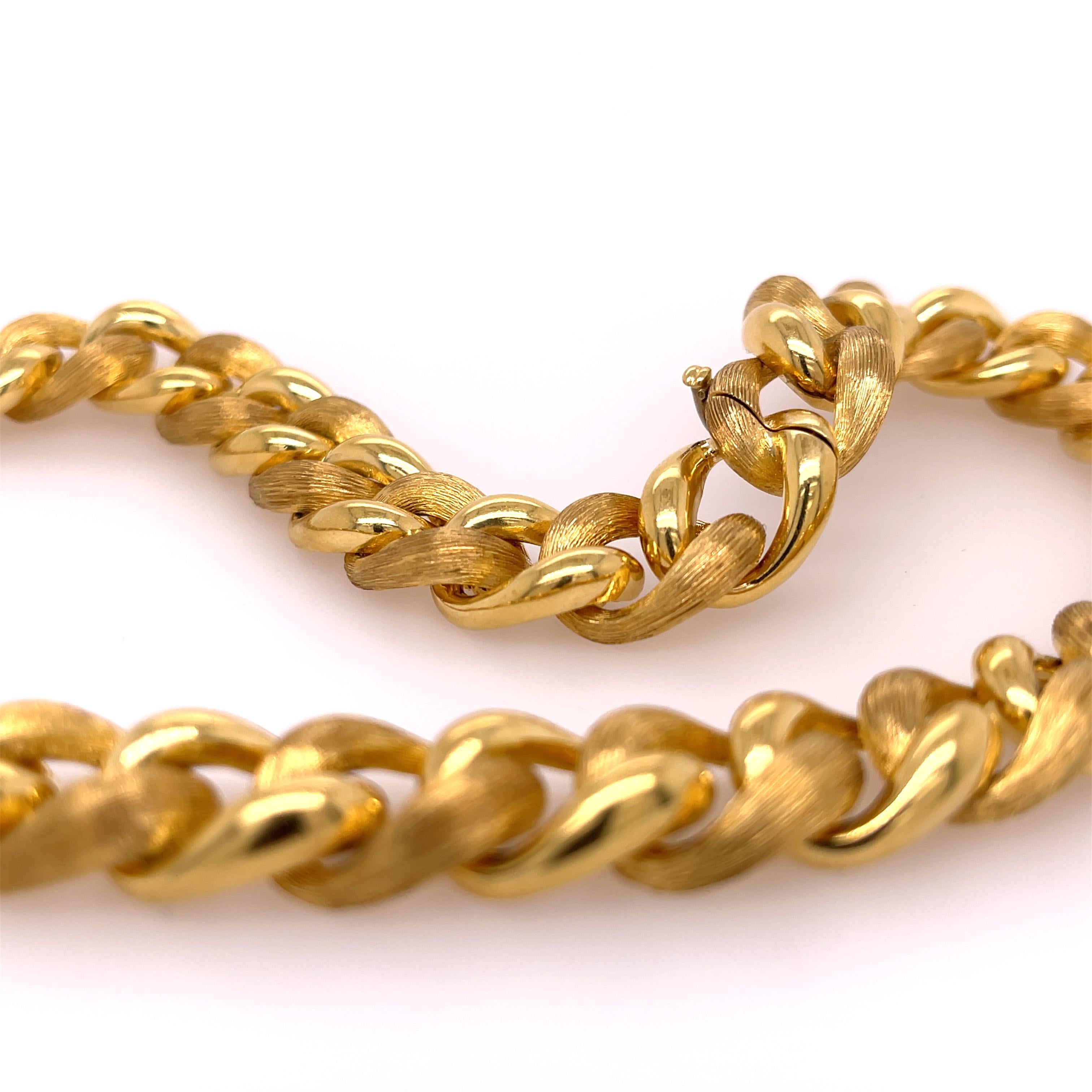 Modern Henry Dunay Yellow Gold Sabi & Shiny Link Necklace