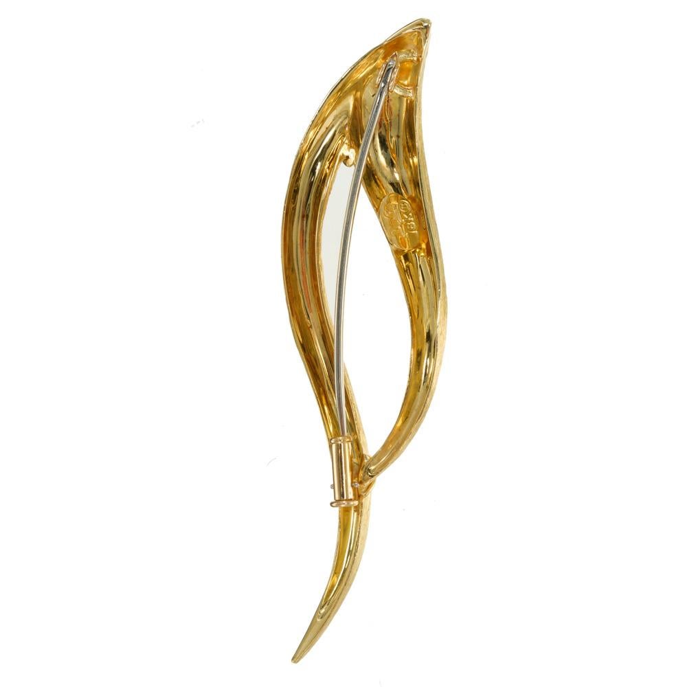 Women's Henry Dunay Yellow Gold Swirl Sabi Textured Brooch For Sale