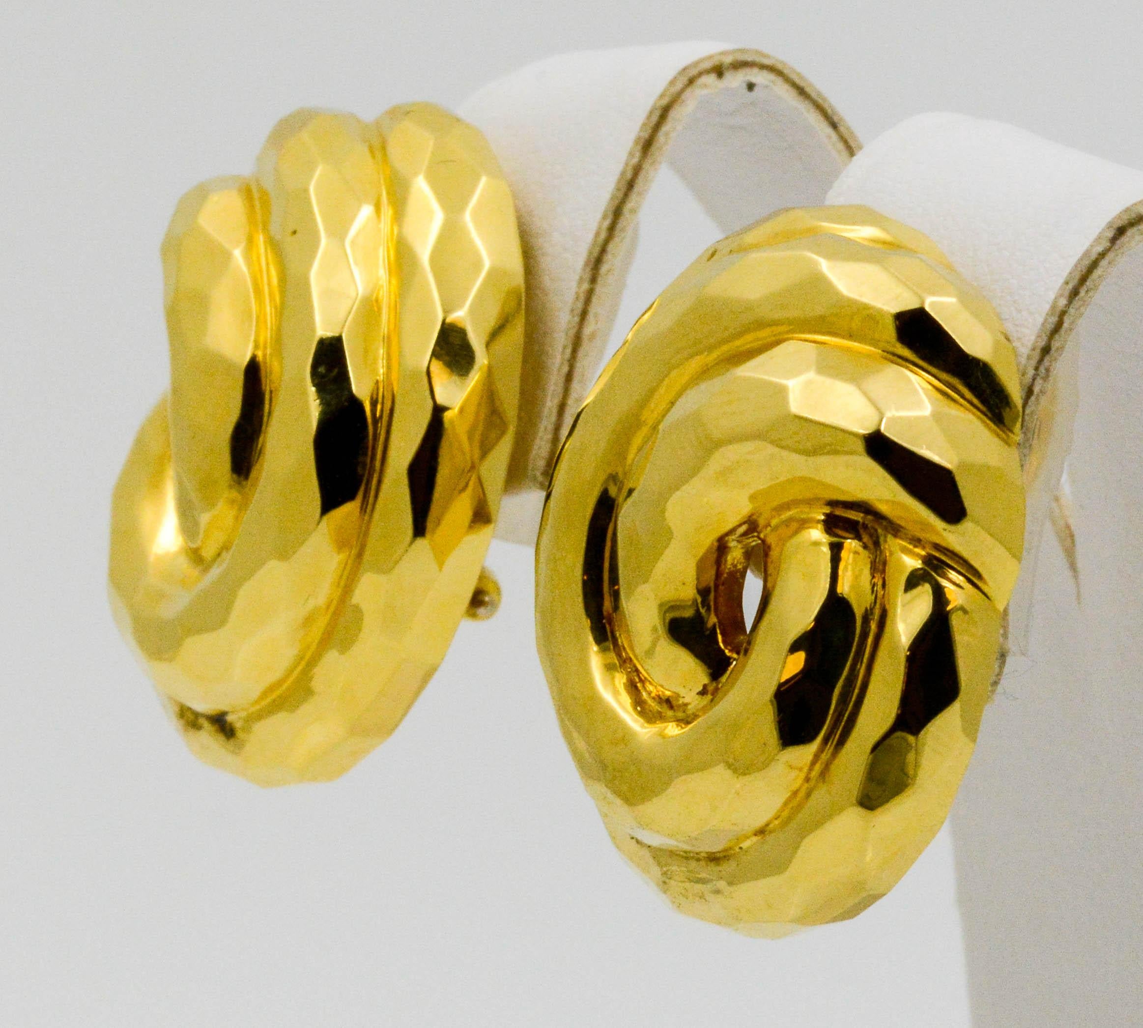 Women's Henry Dunay Yellow Gold Swirl Style Clip Earrings