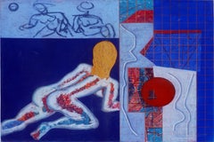 Modernist Avant-Gard Figurative Abstract, Large-Scale Primary Colors Pastel