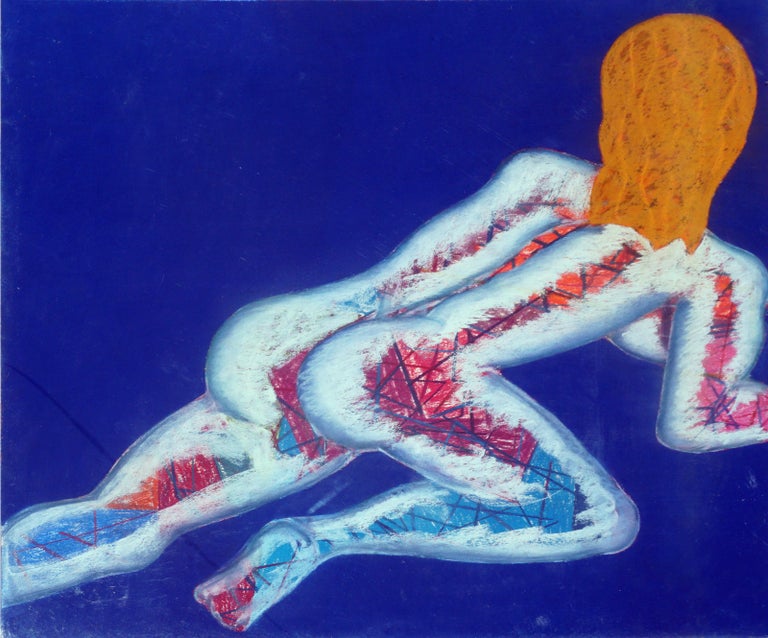 Modernist Avant-Gard Figurative Abstract, Large-Scale Primary Colors Pastel  - Abstract Expressionist Art by Henry Elinson