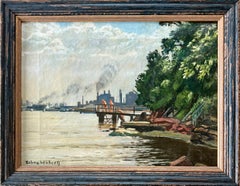 Ragazzi che nuotano Paesaggio industriale WPA Metà del XX secolo Realismo sociale Modernismo