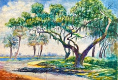 Oak e palme vive lungo le spiagge di St. Augustine, Florida
