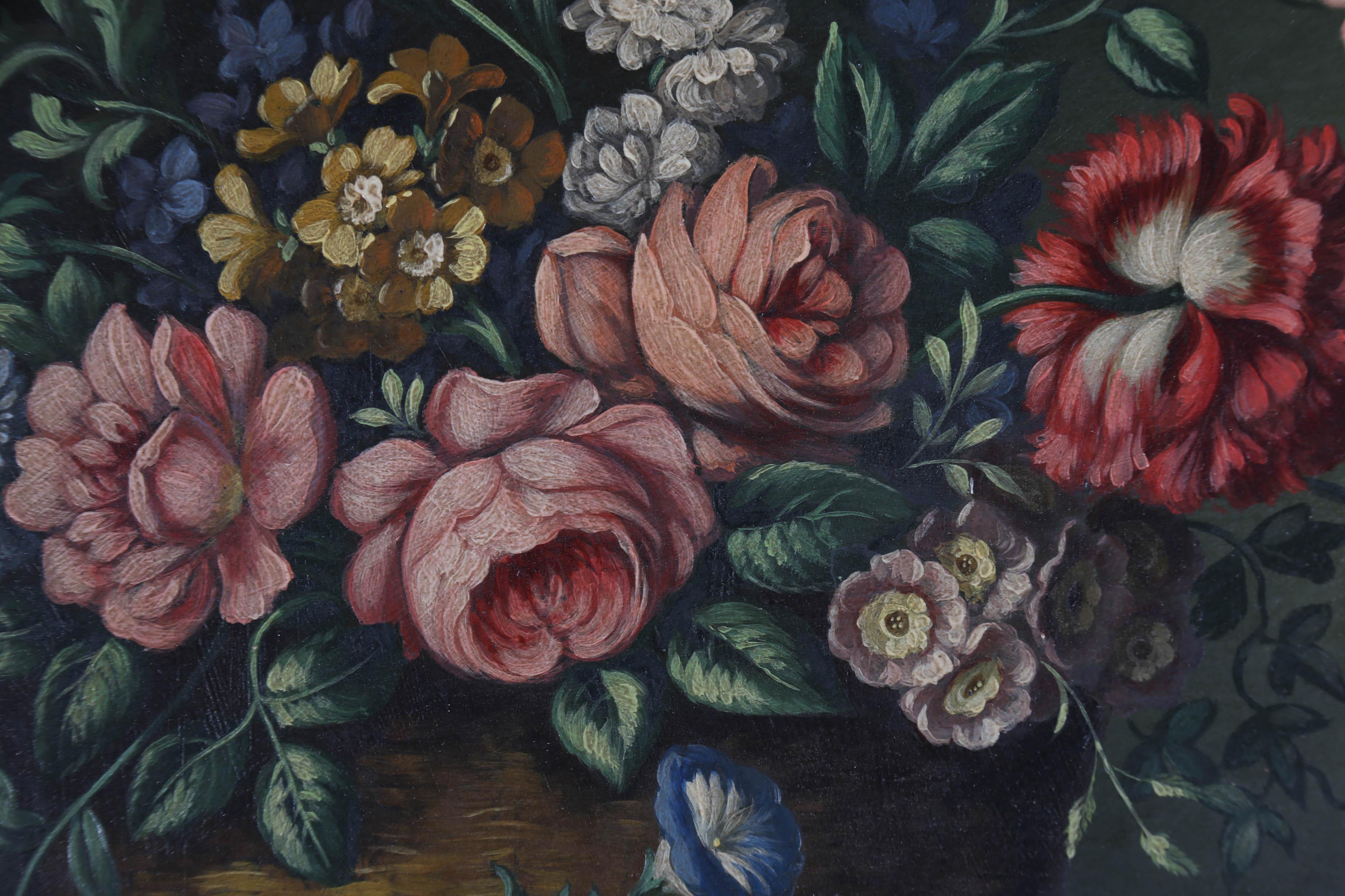 Henry Farmer FRSA - Olio della metà del XX secolo incorniciato, Natura morta di rose e tulipani 4