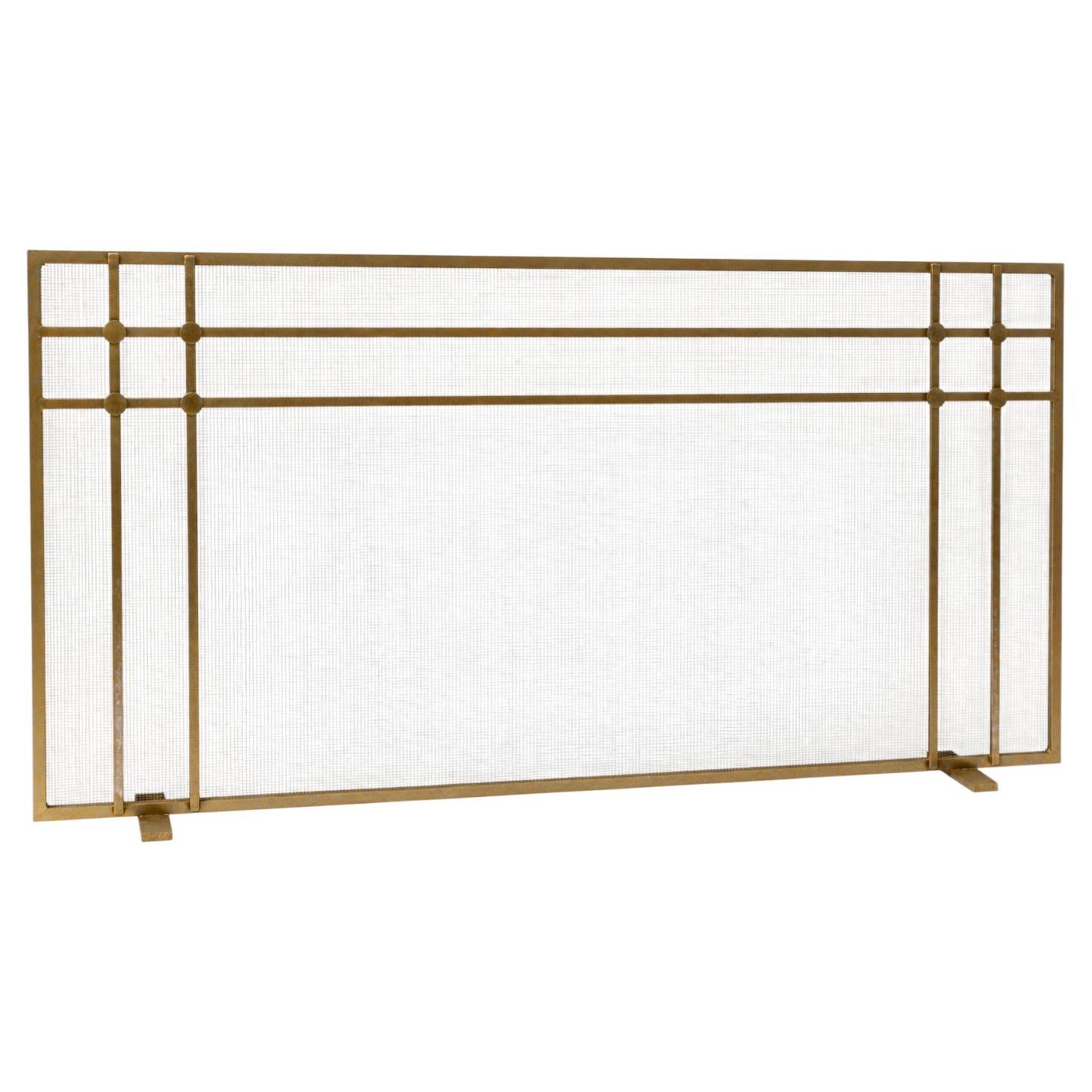 Henry Fireplace Screen in Aged Gold, Ready to Ship For Sale
