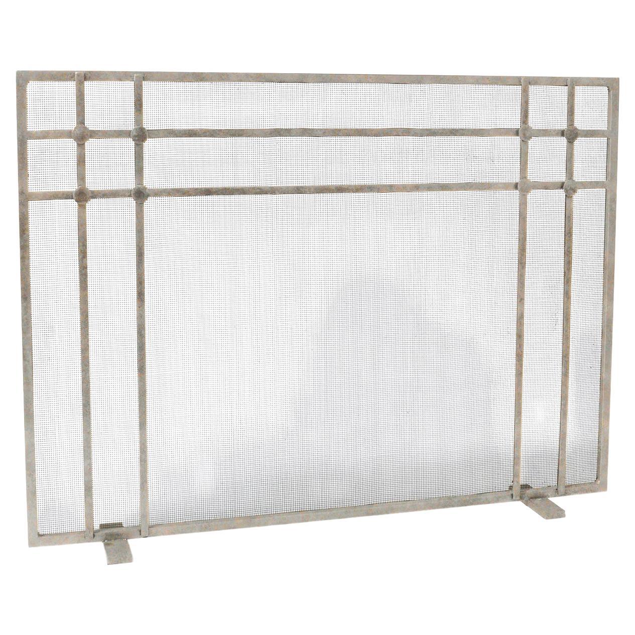 Henry Fireplace Screen in Aged Silver For Sale