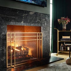 Henry Fireplace Screen in Gold Rubbed Black