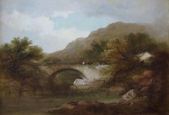 Oil Painting by Henry Foley, "The Old Hermitage Bridge on the Dee, North Wales"