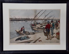 San Francisco Sicilian and Italian Fishermen: A 19th C. Hand-colored Woodcut  