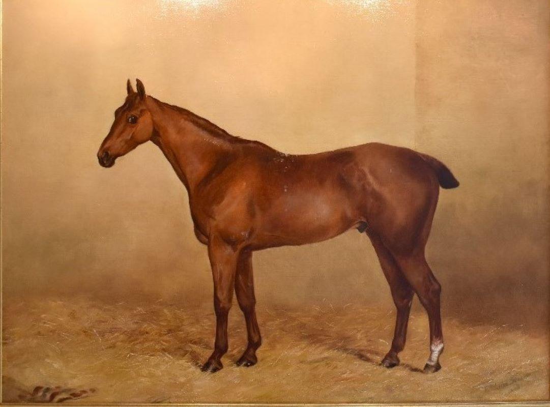 HENRY FREDERICK LUCAS, Pferd im Stall, Öl, 19. Jahrhundert (Braun), Animal Painting, von Henry Frederick Lucas Lucas 