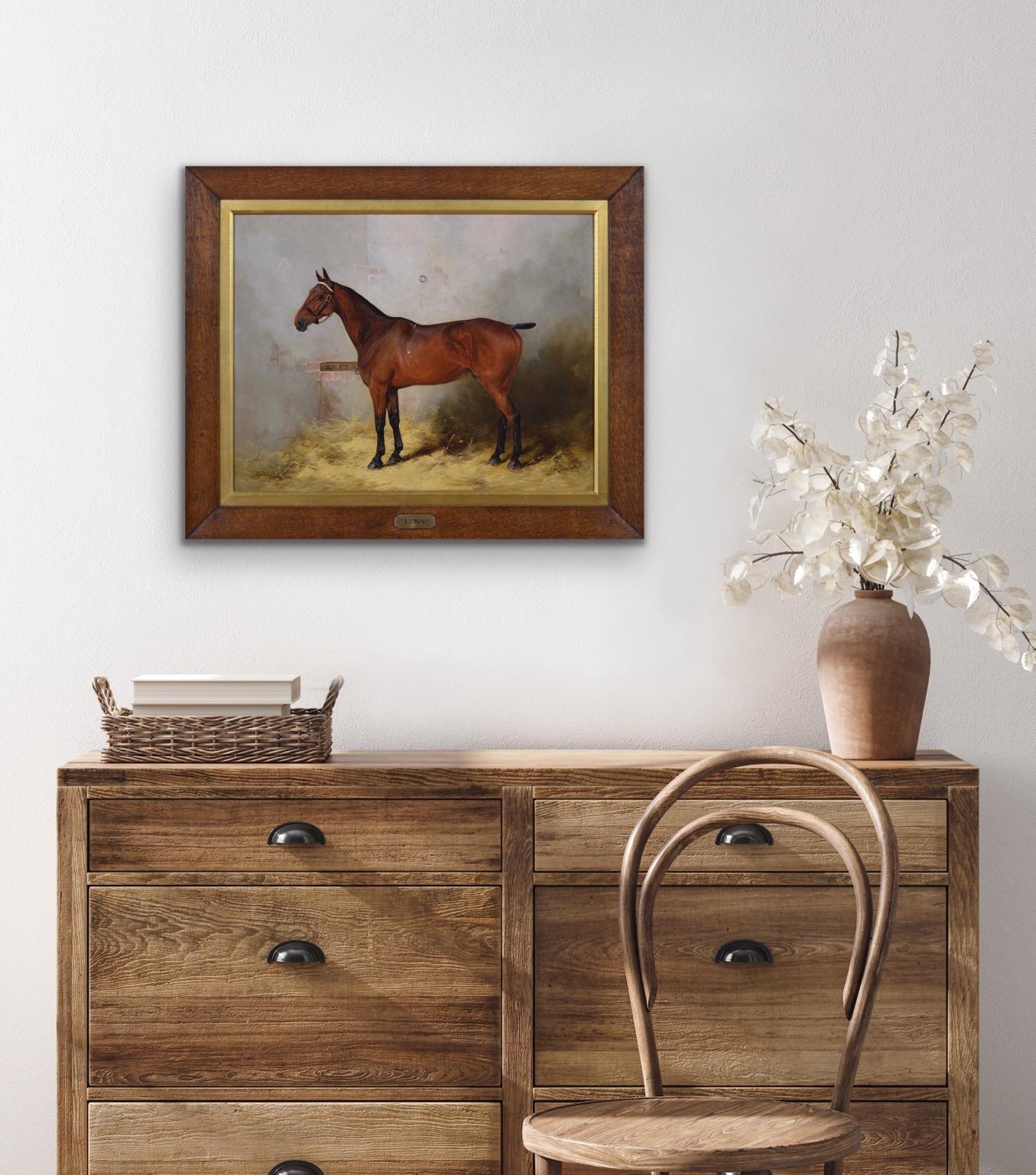 Horse portrait oil painting of a bay stallion  For Sale 2