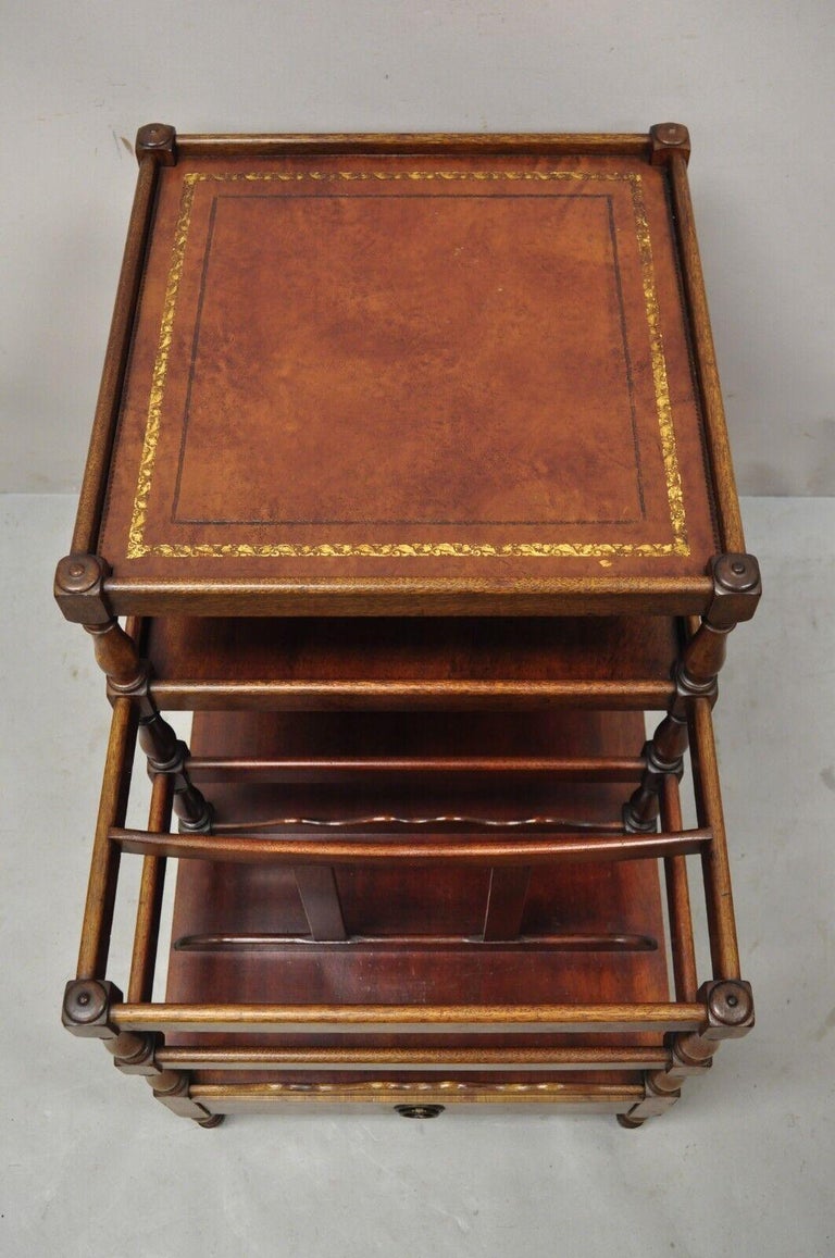 Henry Fuldner Sons Mahogany Leather Top Side End Table Canterbury